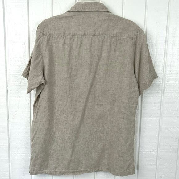 Kenneth Cole Women Short Sleeve Linen Button Up Top Tan Summer Preppy Medium - Picture 5 of 7